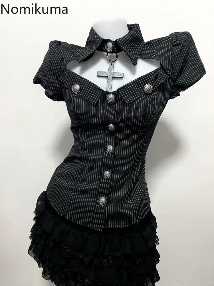 Summer Goth Clothing - Set Dua Potong Goth Pakaian Wanita