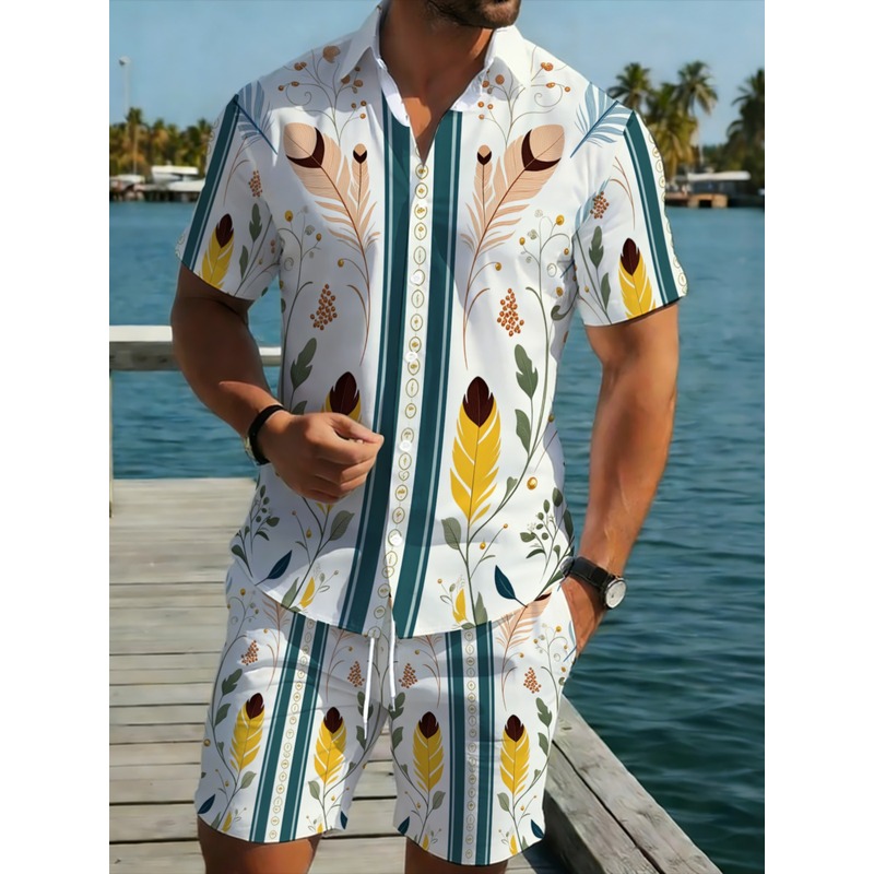Beach Shirt Hawaiian - Setelan Pria 2 Potong untuk Musim