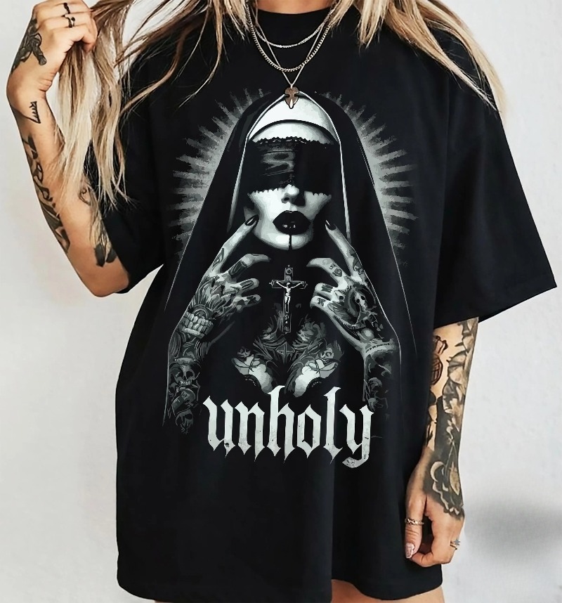Summer Goth Clothing - Kaos Unholy Nun: Kaos Halloween Baphomet