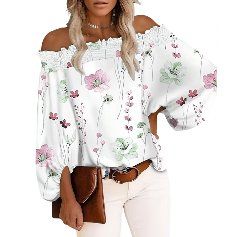 Off Shoulder Blouse - Blus Lengan Panjang Wanita Ukuran Besar