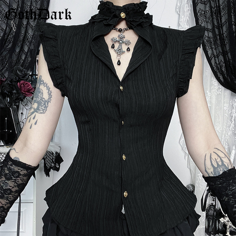 Summer Goth Clothing - Kemeja Wanita Goth Dark 90s Grunge