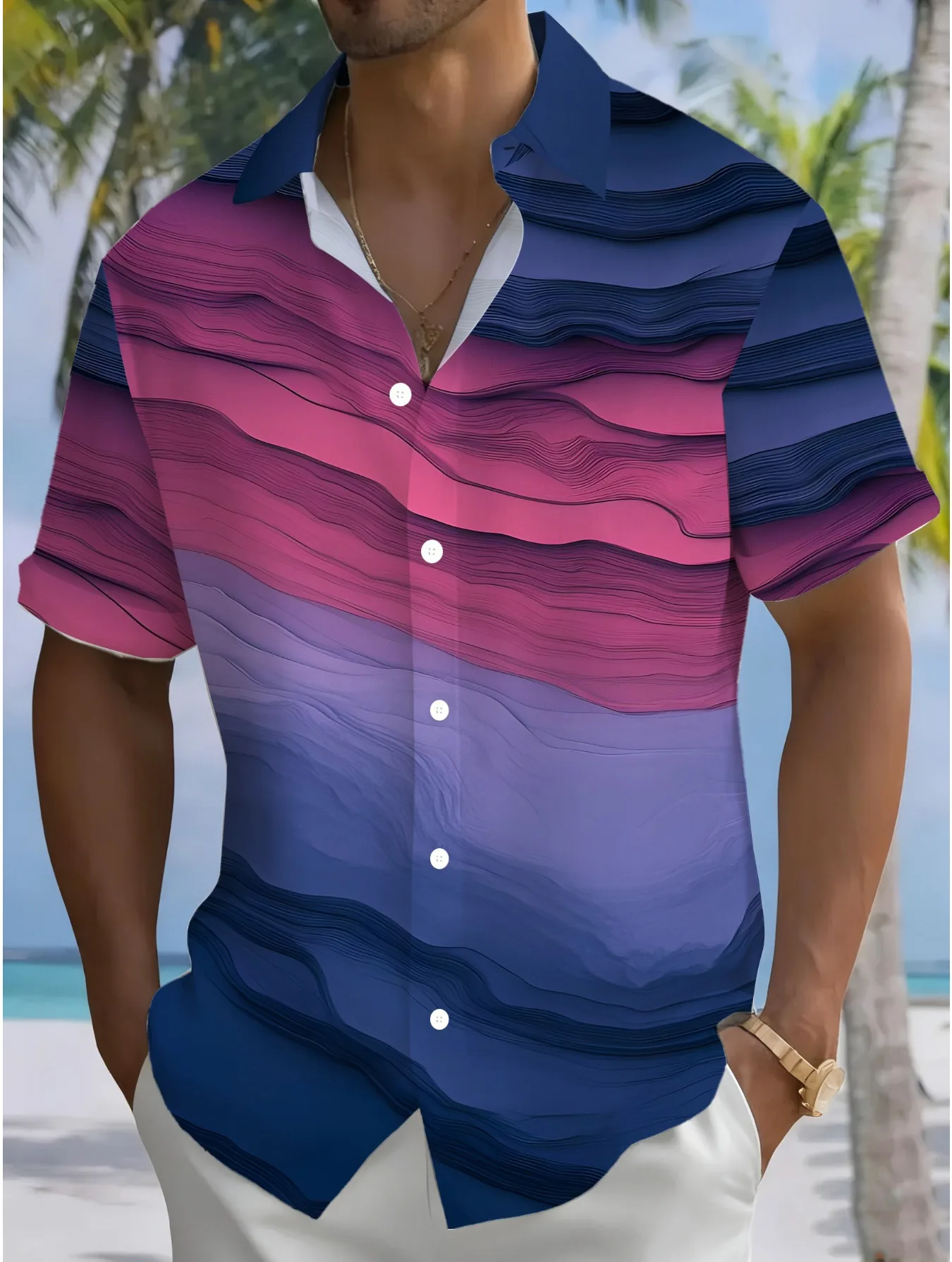 Beach Shirt Hawaiian - Kemeja Hawaii Pria Musim Panas, Lengan