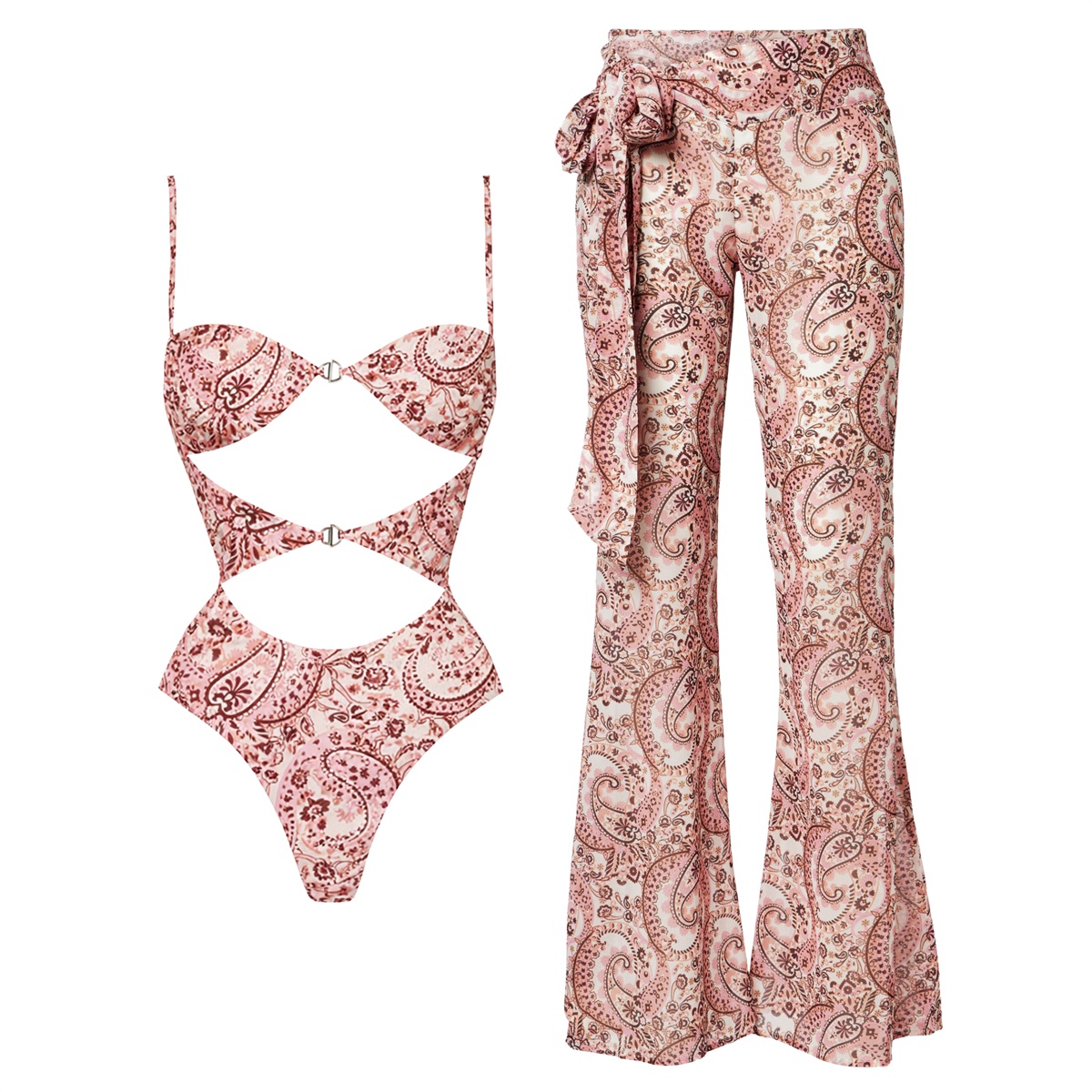 Bikini Set Push Up - 2 Buah Baju Renang Wanita Bermotif