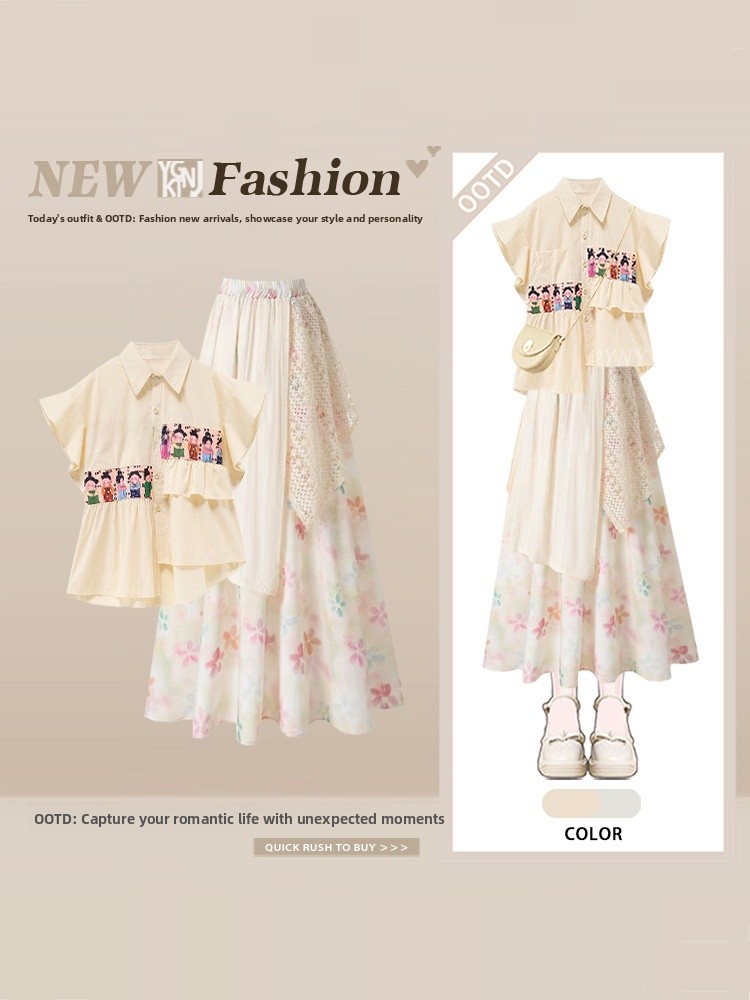 Summer Clothing Patterns - Setelan Dua Potong Atasan Pendek Motif