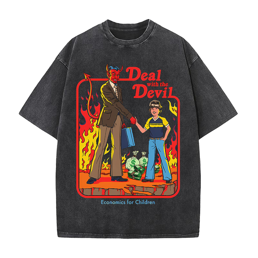 Summer Clothing Deals - Kaos Cetak Deal With The Devil,
