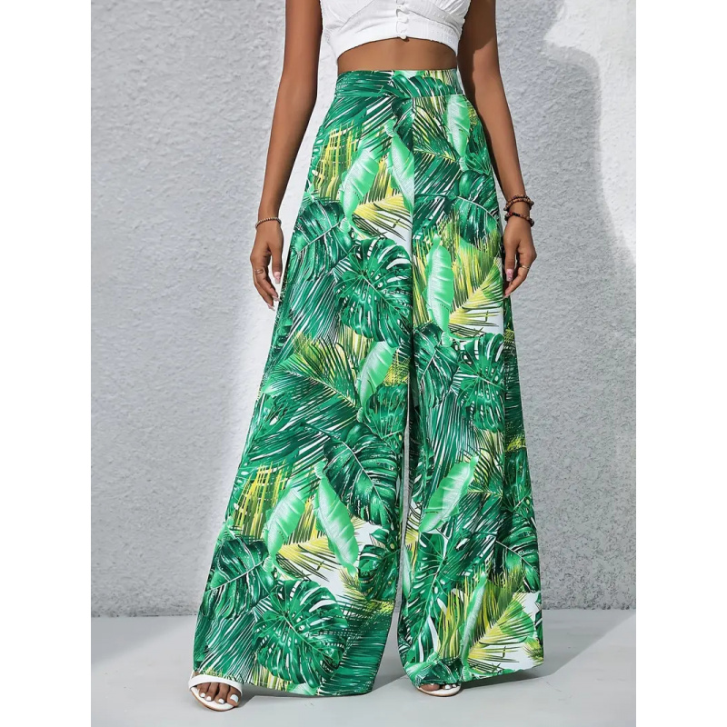 Palazzo Pant Wide - Celana Panjang Wanita High Waist Motif
