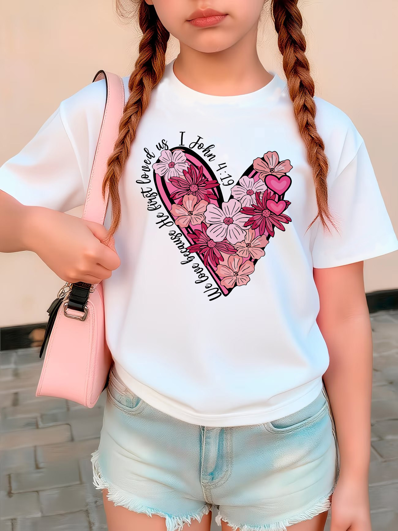 Summer Loving Kids Clothing - Kaos Desain Hati Cinta Motif Bunga