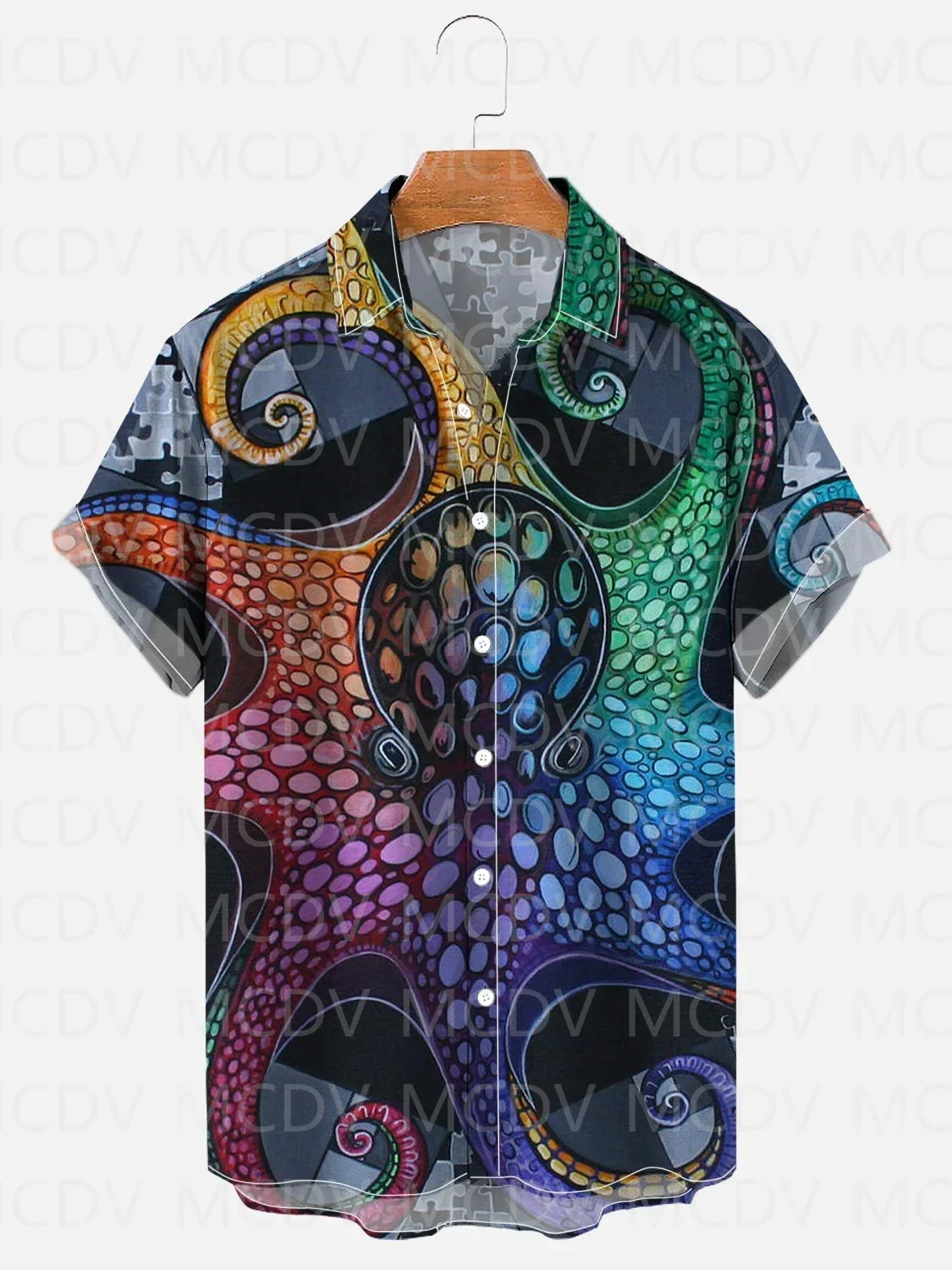 Beach Shirt Hawaiian - Kemeja Pantai Hawaii Motif Gurita Laut,