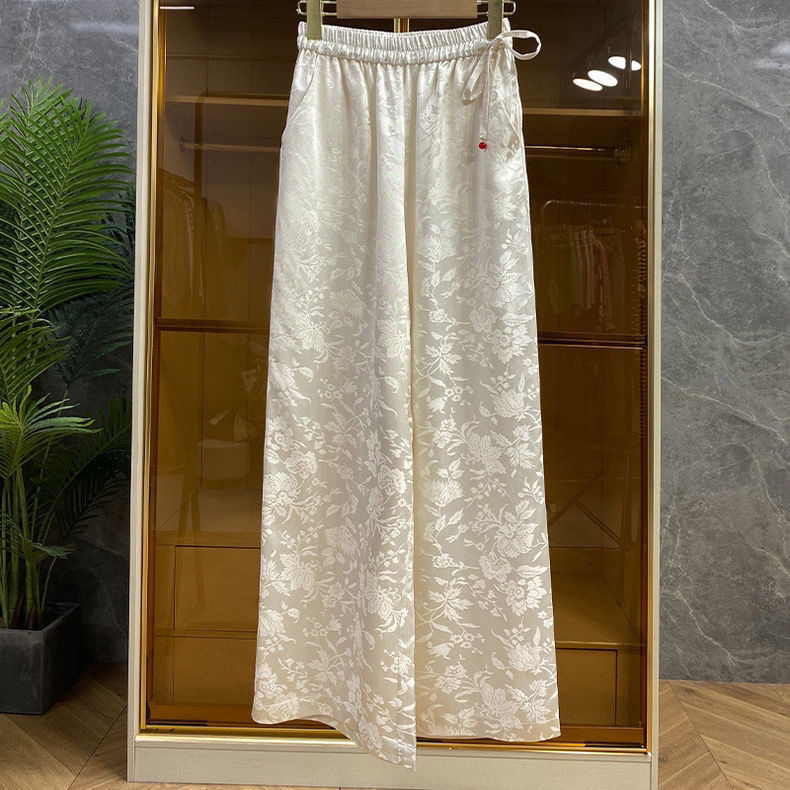 Palazzo Pant Wide - Celana Palazzo Pinggang Tinggi Satin Jacquard