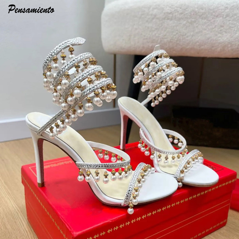 Summer Holiday Clothing Women - Sandal Gladiator Wanita Mewah Berhias Mutiara