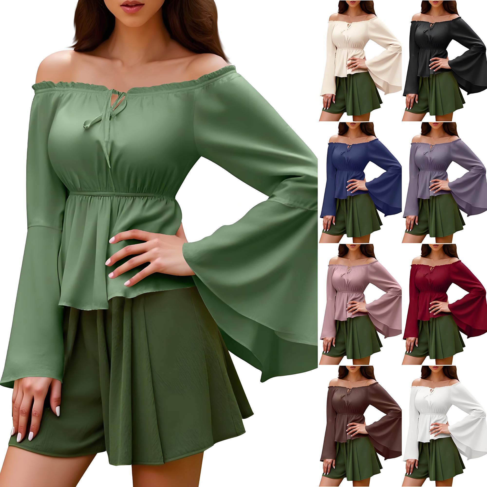 Off Shoulder Blouse - Blus Renaisans Wanita Petani Lengan Terbuka