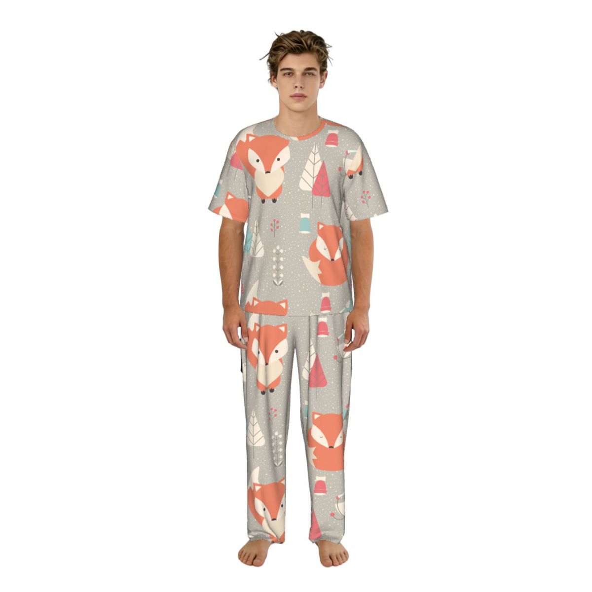 Summer Clothing Patterns - Setelan Piyama Pria Celana Panjang Lengan
