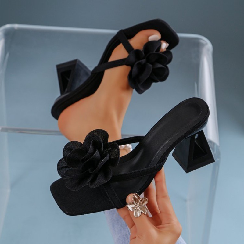 Summer Holiday Clothing Women - Sandal Dekorasi Bunga 3D Wanita Sandal