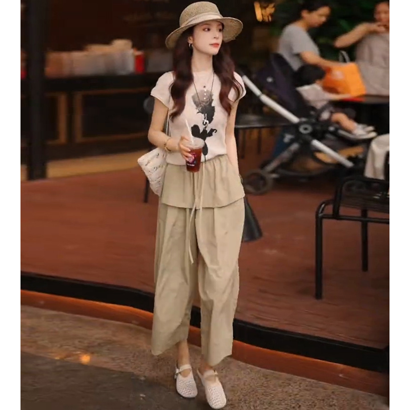 Summer Rose Clothing - Atasan Lengan Pendek Rajutan Motif Mawar