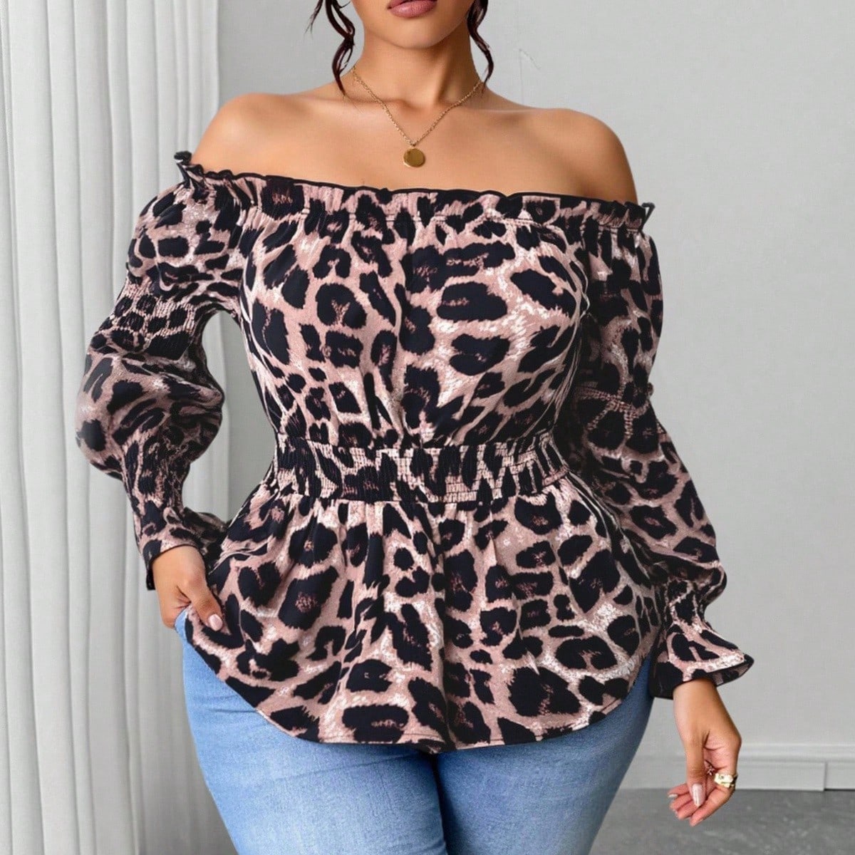 Blus Modis Wanita Ukuran Besar - Off Shoulder Blouse ulasan dan harga