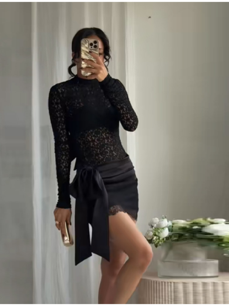 Set Rok Mini Satin Hitam Beren - Summer Loving Clothing ulasan dan harga