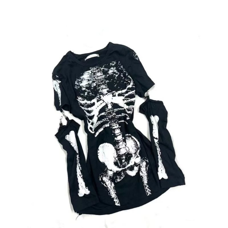 Kaos Grafis Tengkorak Gothic d - Summer Goth Clothing ulasan dan harga