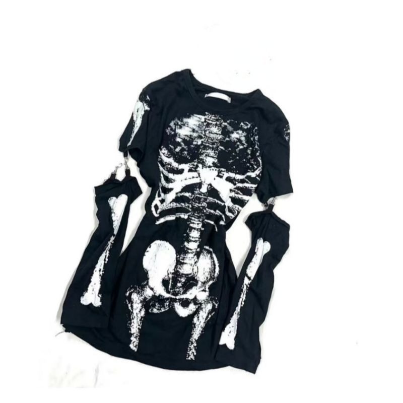 Kaos Grafis Tengkorak Gothic d - Summer Goth Clothing ulasan dan harga
