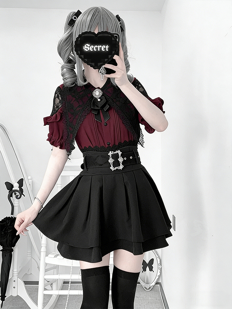 Setelan Dua Potong Baju Bahu T - Summer Goth Clothing ulasan dan harga