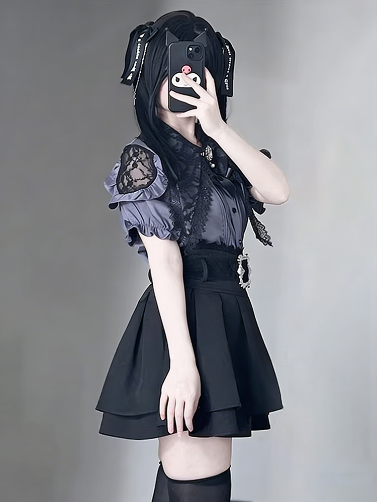 Setelan Dua Potong Baju Bahu T - Summer Goth Clothing ulasan dan harga