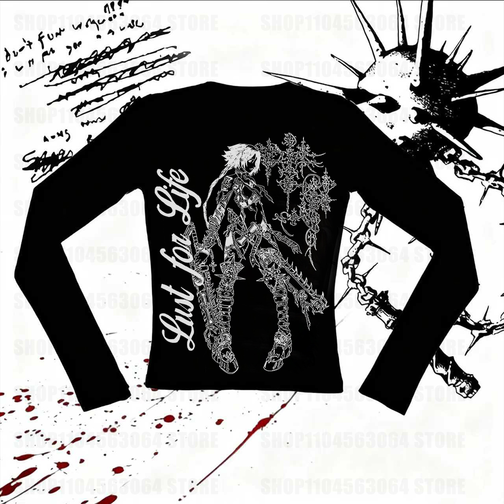 Pakaian wanita, kaos motif Y2k - Summer Goth Clothing ulasan dan harga