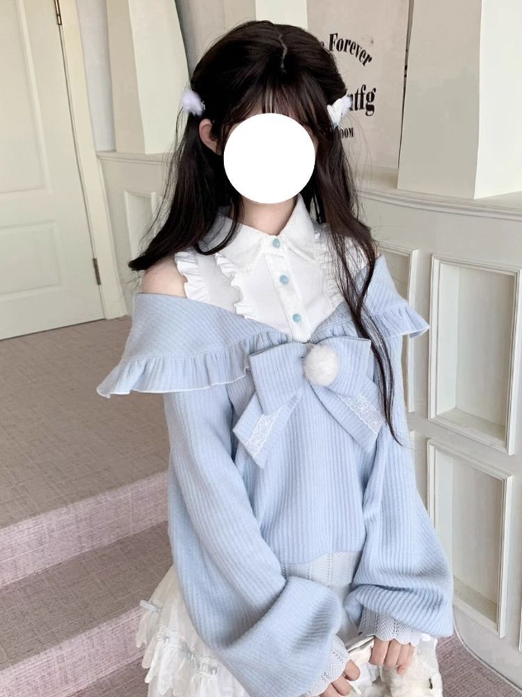 Set 2 Potong Lolita Soft Girl  - Off Shoulder Blouse ulasan dan harga