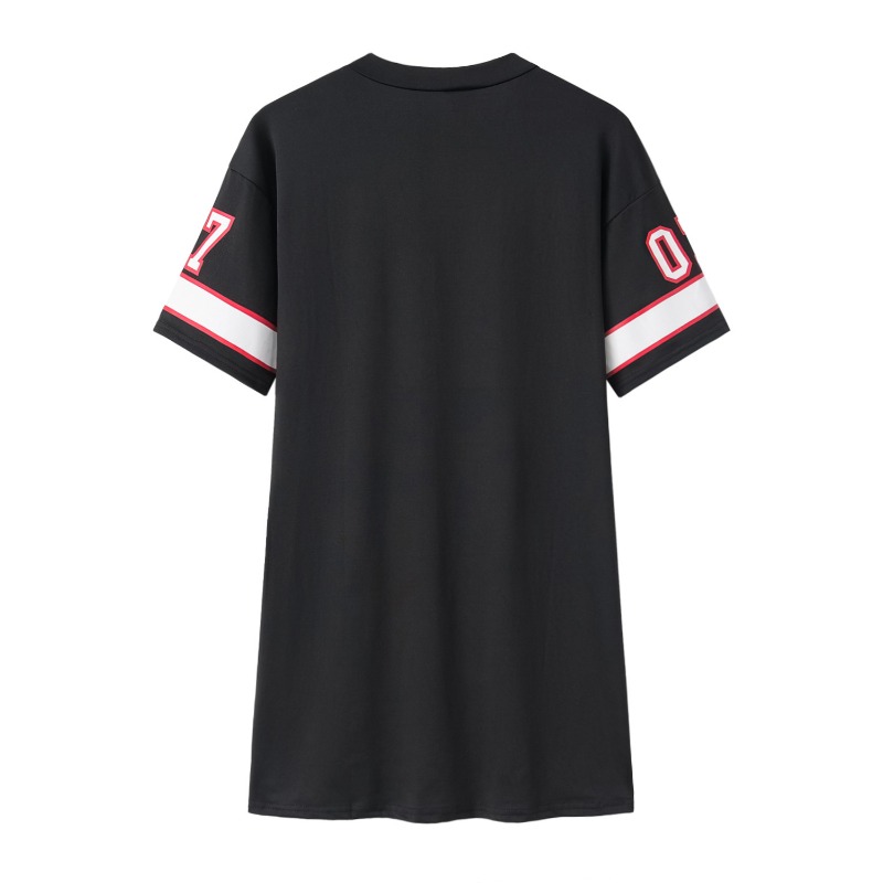 Gaun Cetak Huruf Queen V-Neck  - Summer Holiday Clothing Women ulasan dan harga