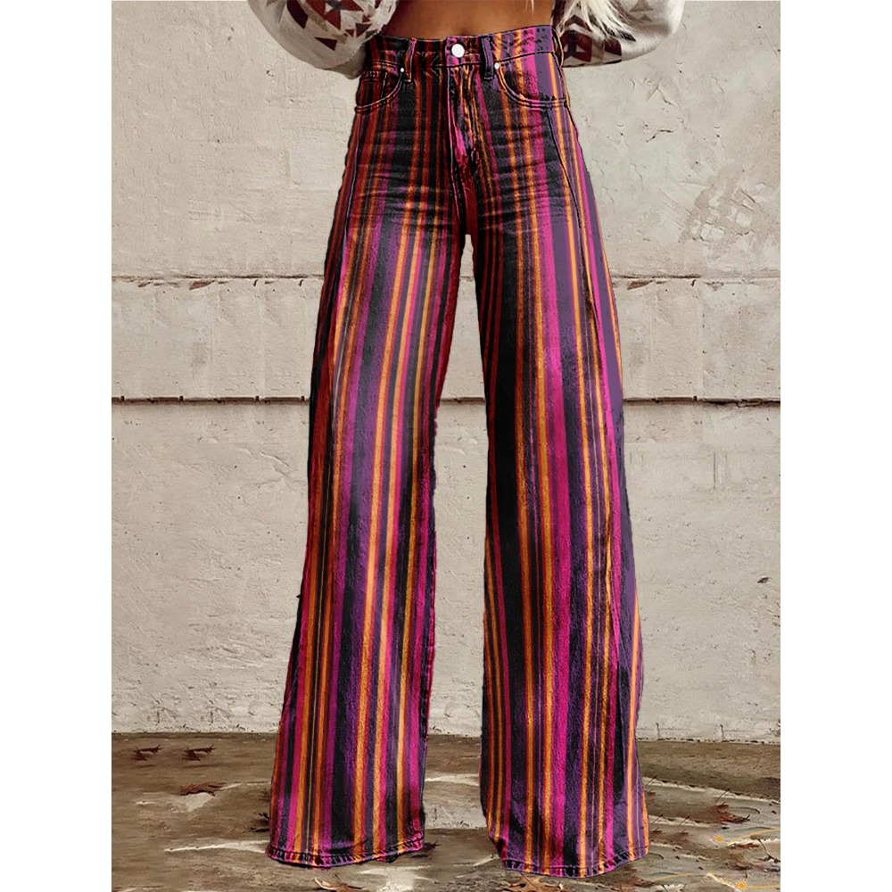 Celana Flare Retro Stripe untu - Palazzo Pant Wide ulasan dan harga