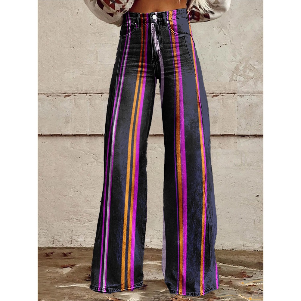 Celana Flare Retro Stripe untu - Palazzo Pant Wide ulasan dan harga