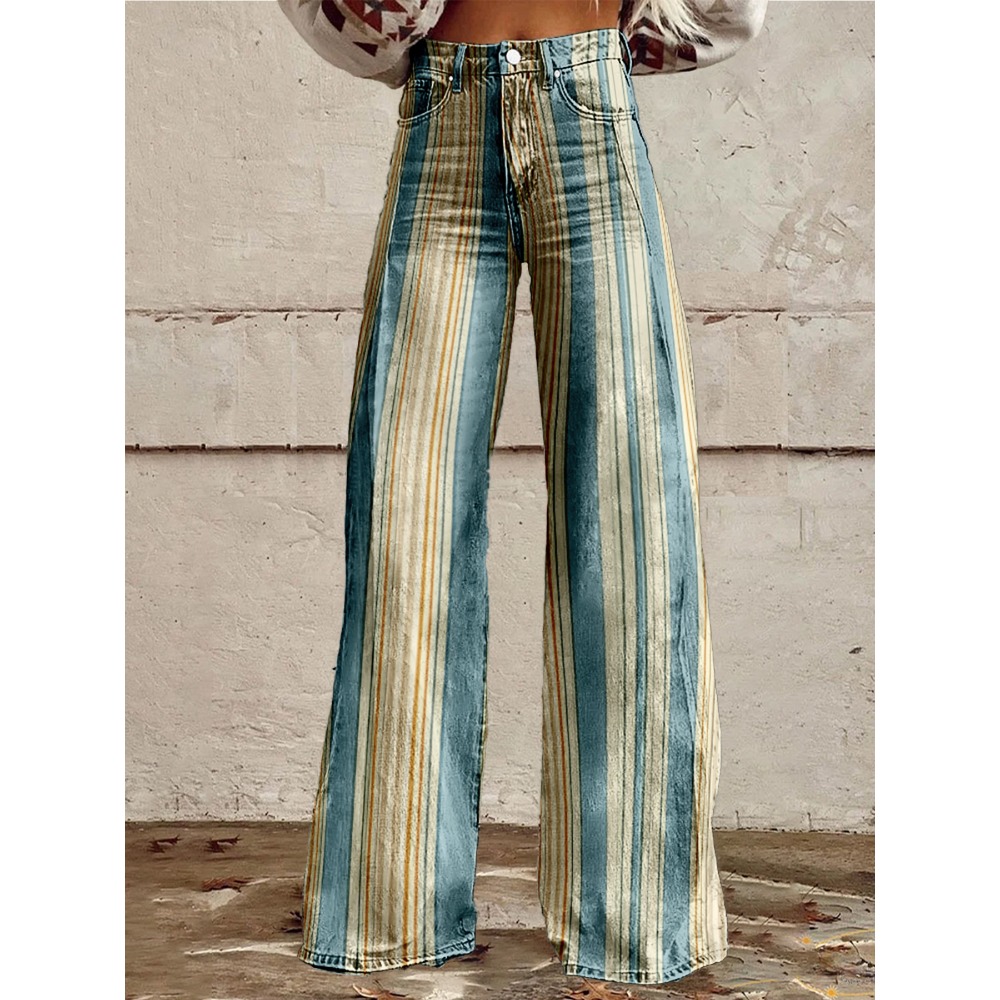 Celana Flare Retro Stripe untu - Palazzo Pant Wide ulasan dan harga