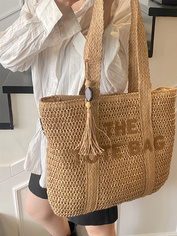 Tas Tote Anyaman Jerami Kapasi - Beach Bag Straw ulasan dan harga