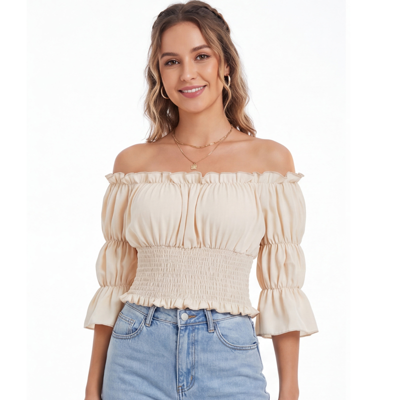 Blus Renaissance Atasan Wanita - Off Shoulder Blouse ulasan dan harga