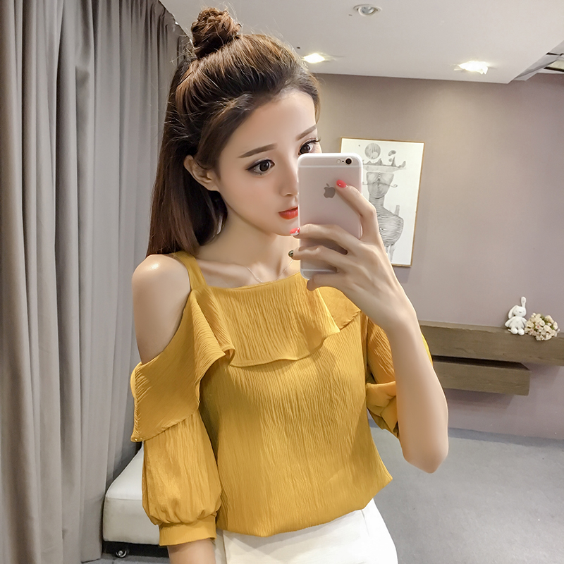 Blus wanita musim panas baru,  - Off Shoulder Blouse ulasan dan harga