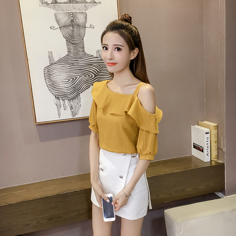 Blus wanita musim panas baru,  - Off Shoulder Blouse ulasan dan harga