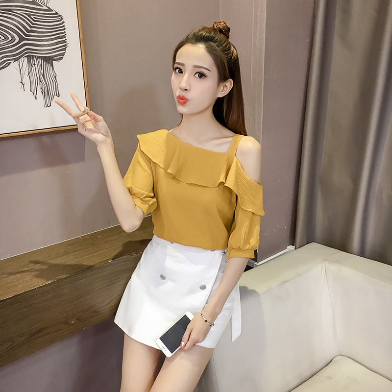 Blus wanita musim panas baru,  - Off Shoulder Blouse ulasan dan harga